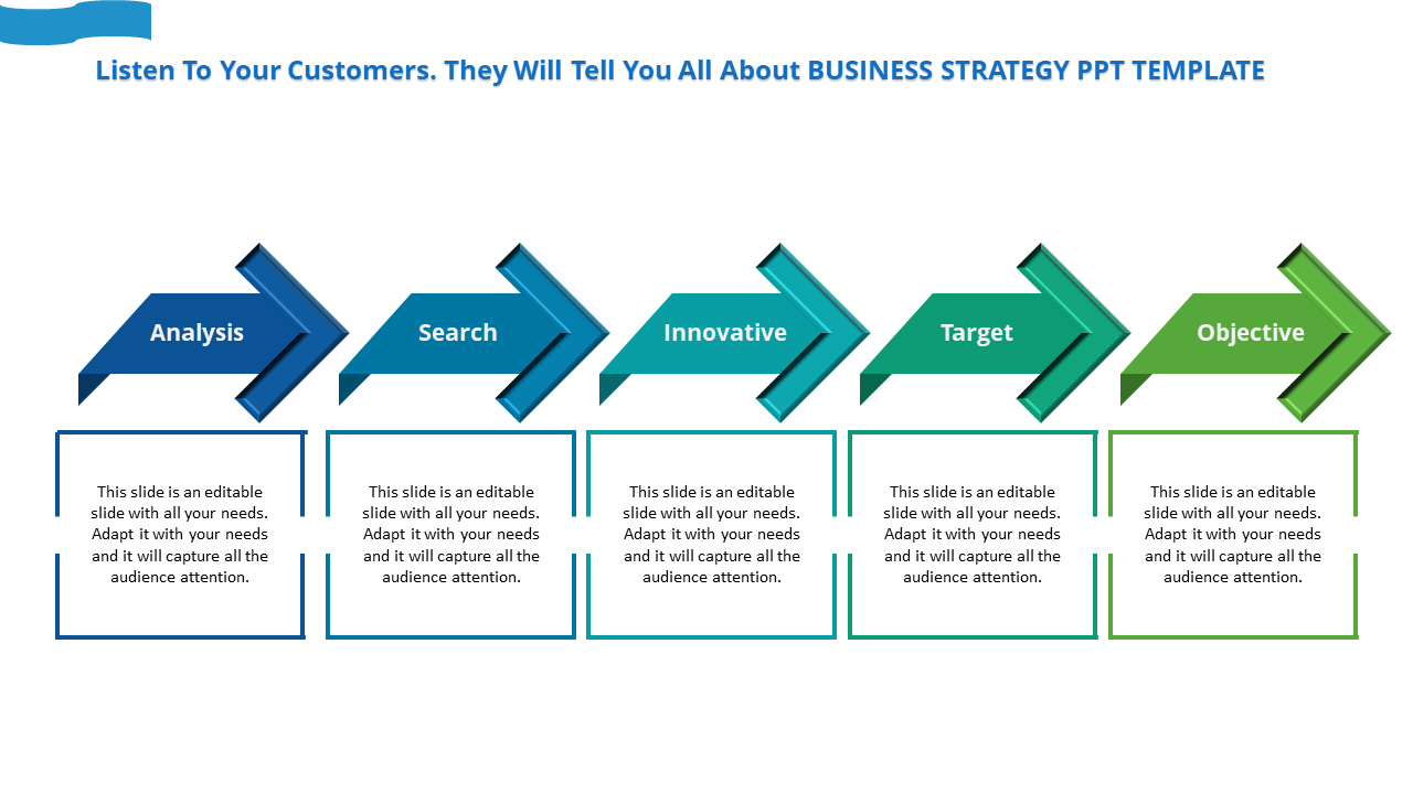 Magnificent Business Strategy PPT Template with Five Nodes
